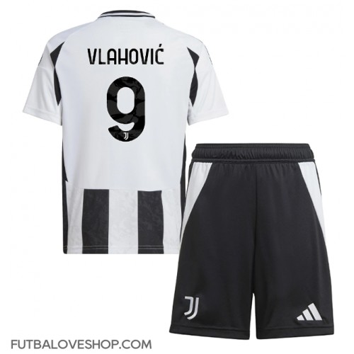 Dres Juventus Dusan Vlahovic #9 Domáci pre deti 2024-25 Krátky Rukáv (+ trenírky)